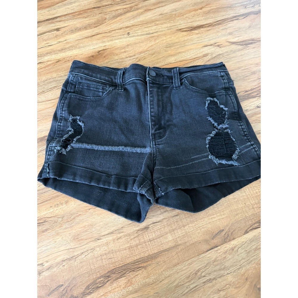 Hollister Black Distressed Denim Shorts Size‎ 7 / 28 High Rise Grunge